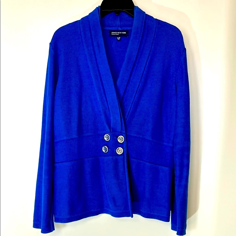 Jones New York Royal Blue Cardigan Sweater / Blazer / Jacket, size XL
